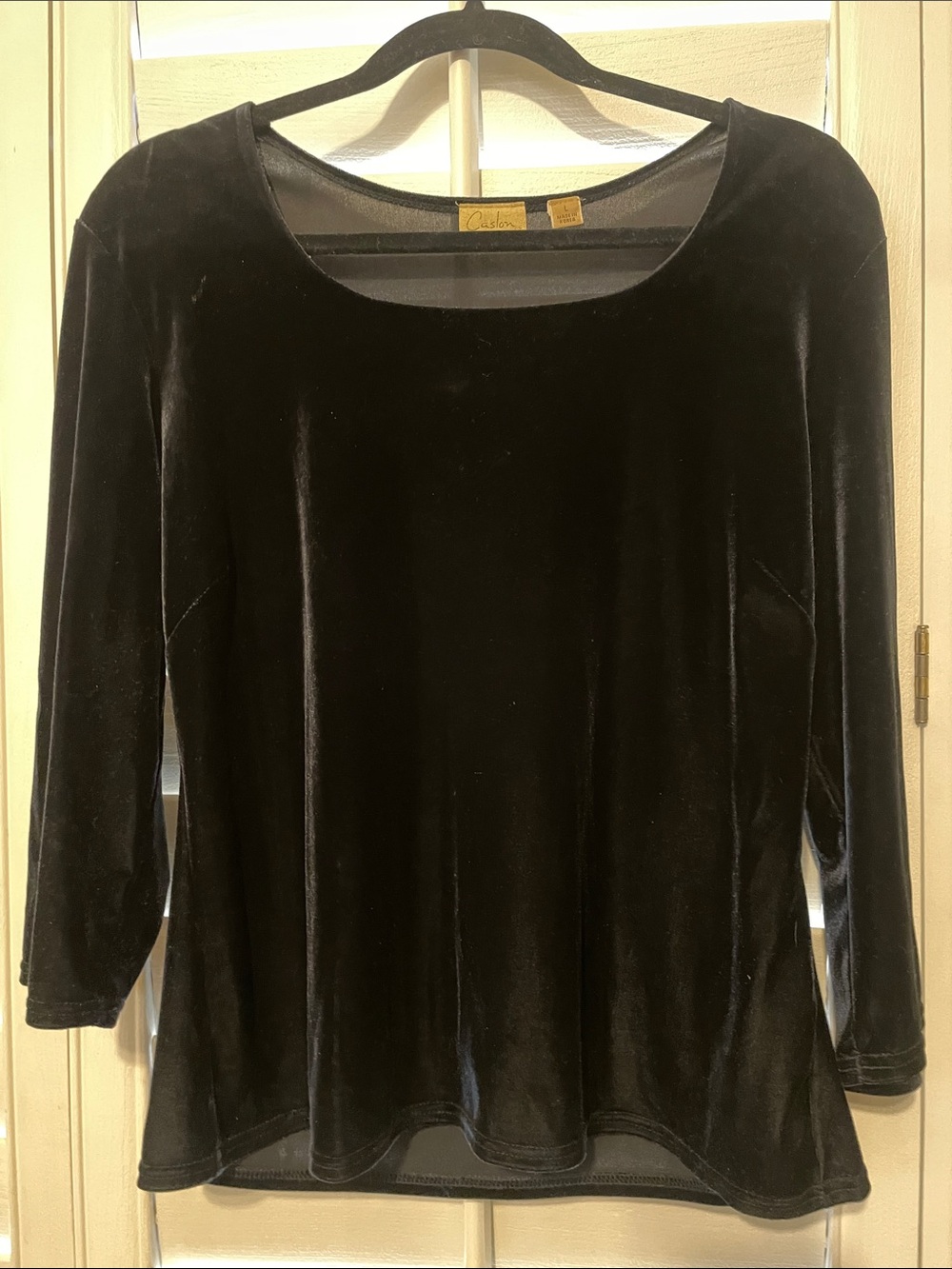 Caslon Black Velvet Long Sleeve Scoop Neck Top
